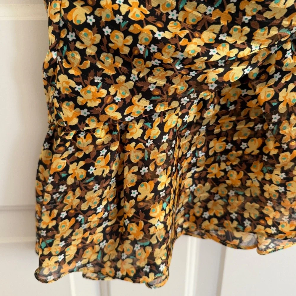 Ieena for Mac Duggal 26905 Floral Print‎ Draped One Sleeve Ruffled Hem Dress NWT